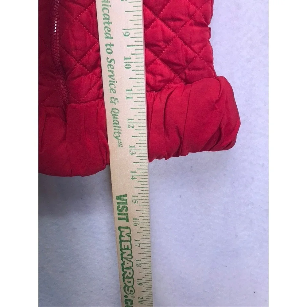 Tommy Hilfiger Quilted‎ Vest Kids 3T Red  Ruffle Hem Plaid Trim Puffer